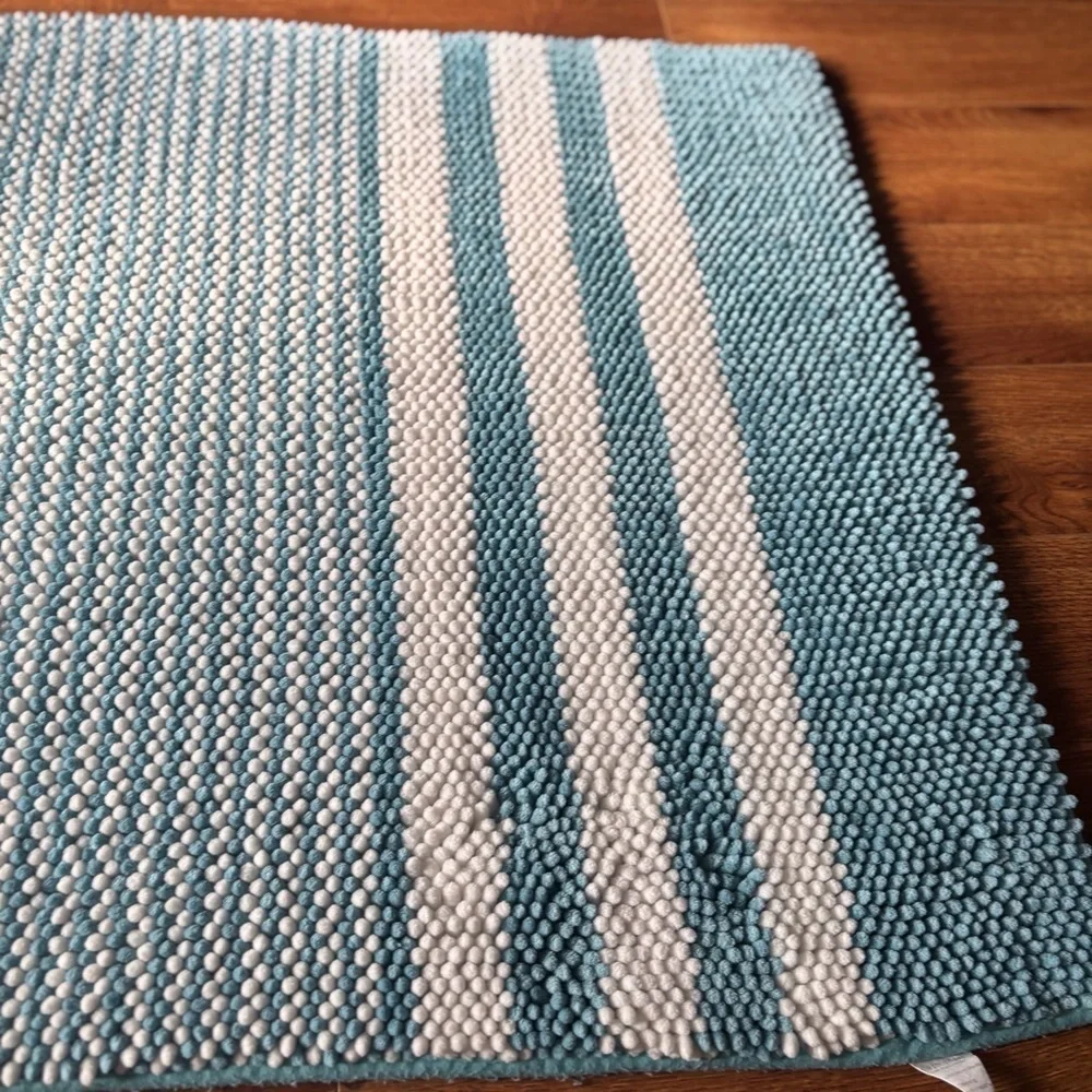 Blue and White Striped Rug